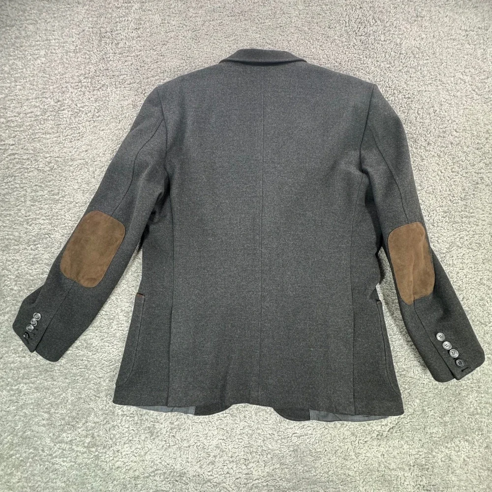 Joseph Abboud Mens Gray Knit Blazer Sport Coat Elbow Patches Size M